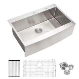 33 in. Farmhouse SS Sink with Accessories