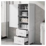 White 61.4 in. H Storage Cabinet, 2-Drawers