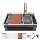 33 in. Drop-In Sink with Faucet & Grids