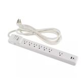 8 ft 7-Outlet Surge Protector, USB-A/C White