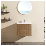24" W Floating Bath Vanity   Walnut