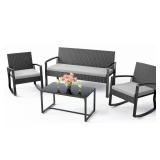 4-Piece Outdoor Patio Set with Glass Table
