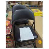 (2) Black Padded Folding Metal Chairs