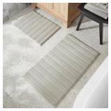 Memory Foam Gray Striped 2-Piece Bath Rug Set