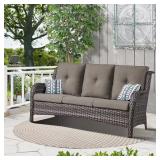 ArcoBay Metal & Gray Wicker 3-Seat Sofa