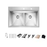 Glacier Bay 18G Stainless 33" 2-Hole Sink
