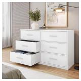 White 6-Drawer 44.5 in. Wide Dresser