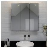 Acadia 30x30 White Steel Mirror Cabinet