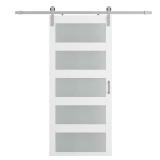 34x84 in. 5-Lite Sliding Barn Door w/ Nickel