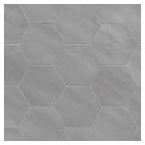 Hexagon Ray Gray Matte Tile, 8.5x10" (Damaged)