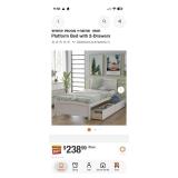 Twin Bed Frame 2 Drawer White