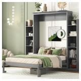 Merax Full Size Murphy Bed with Cabinet, Grey