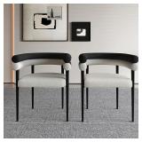 Modern Dining Chair, 6 Black/White Armchairs and