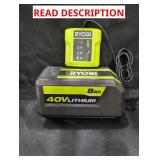 Ryobi 40V 8Ah Lithium Battery With Charger