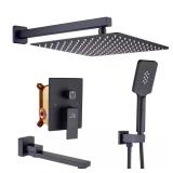 Matte Black 1-Handle 3-Spray Shower Set