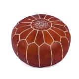 Genuine Leather Pouf Ottoman Footstool Cover