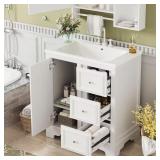 30 in Retro Bath Vanity with Ceramic Top, box 2 o