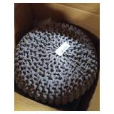 Brown Knitted Cotton Round Pouf, Ottoman Hand, Be