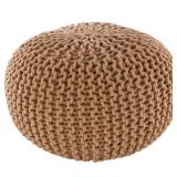 Altena Solid Camel Cotton Round Accent Pouf
