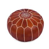 Genuine Leather Pouf Ottoman Footstool Cover