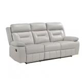 Emillia 87 in. Leather Sofa, Silver