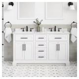 Doveton 60" Double Sink Vanity, White Top