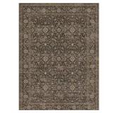 Qom Brown Distressed Vintage Floral Rug 8x10