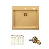 25 in. Drop-in Sink, 18-Gauge Gold SS, Factory Se