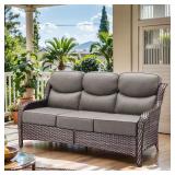 Arcadia Brown Wicker 3-Seat Couch