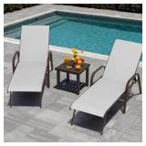 Gray Metal Frame Chaise Lounger Set
