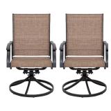 2-Piece Swivel Steel Sling Chairs, Brown