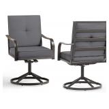 Patio Swivel Chairs Set of 2, Grey