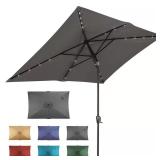 Rectangular Steel Solar Market Umbrella, Grey