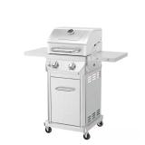 2-Burner Stainless Propane Grill with Shelves