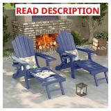 Navy Blue Folding Adirondack Chair w/ Ottoman