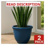 22 in. Dia Blue Resin Round Planter - ONLY 1