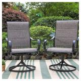 Black Swivel Padded Outdoor Chair (2-Pack)