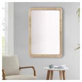 Natural 26 in. W x 39 in. H Rattan Mirror