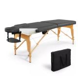 84 in. Black Massage Table w/ Foldable Legs