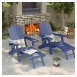 Navy Folding Adirondack Chair w/ Ottoman