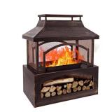 37 in. Outdoor Fireplace with Wood Storage