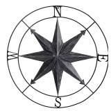 40 in. Nautical Black Metal Compass Wall Art