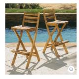 Outdoor Acacia Wood Folding Barstool Set (2)