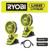 USB Lithium Clamp Fan Kit (2) 2.0Ah USB Batt