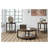 Roybeck 38in Brown Round Coffee Table, 2-Pcs