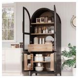 Black 71" Pantry Cabinet with Glass Door