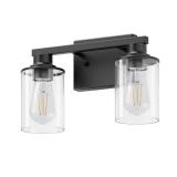 14 in. 2-Light Matte Black Bath Vanity Light