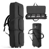 Black 61-Key Padded Rolling Keyboard Case