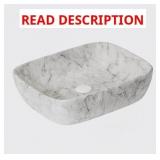 19" White Marble Ceramic Sink