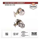 ANSI Grade 2 Entry Knob/Deadbolt, Satin Chrome